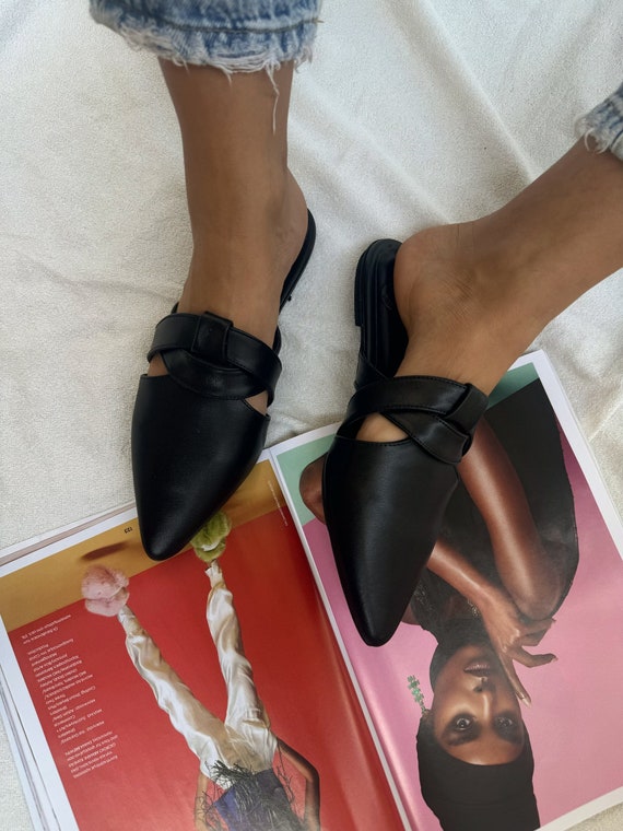Women Leather Mules Black Leather Mules Slip on Sandals Black Slippers Summer Shoes Closed Toes Sandals Gift for Her Made in Greece. Etsy Canada