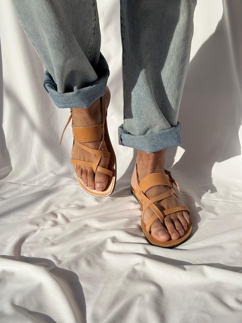 Handmade Leather Slingback Sandals, Mens Sandals, Greek Summer Shoes. image 5