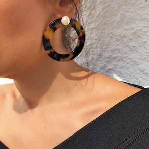 Large Hoop Earrings, Boho Earrings, Ehnic Earrings, Studs Earrings, Made in Greece by Christina Christi. image 2