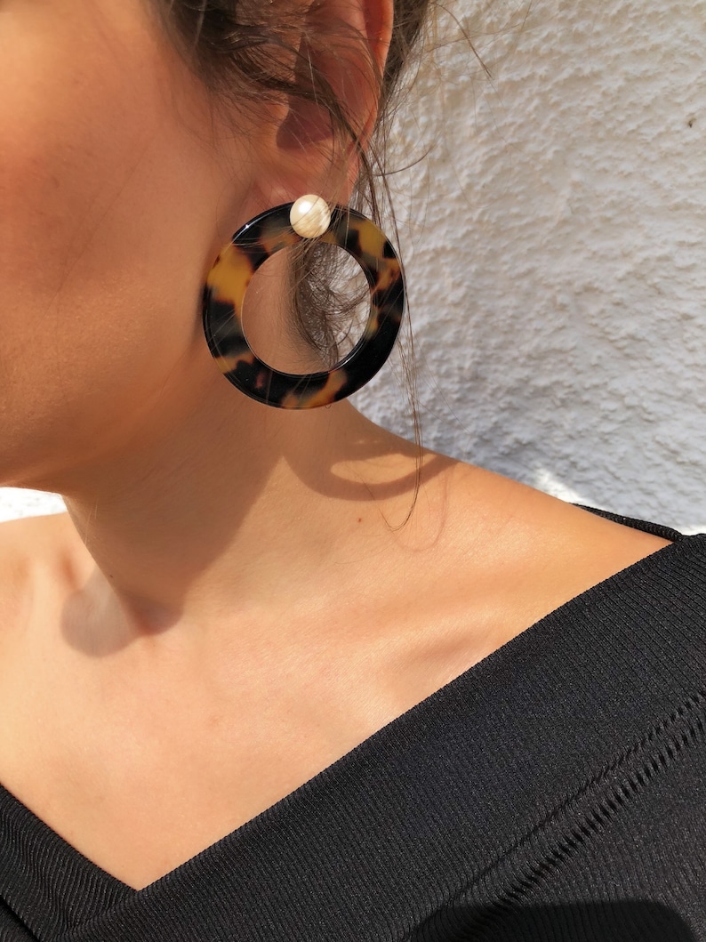 Large Hoop Earrings, Boho Earrings, Ehnic Earrings, Studs Earrings, Made in Greece by Christina Christi. image 2