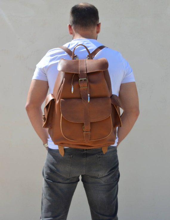 Leather Backpack Men Leather Rucksack Brown Backpack | Etsy