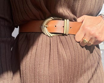 Womens Belt Buckle, Brown Leather Belt, Fashion Belt, Womens Accessories, Gift for her, Made in Greece.