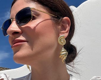 Gold Earrings, Seashell Earrings Dangle, Shell Earrings, Boho Beach Jewelry, Stainless Steel
