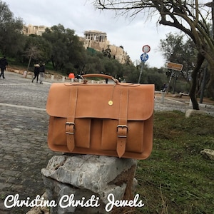 Porte-documents en cuir, sac pour ordinateur portable 15 pouces, sac messager en cuir, porte-documents pour homme, sac universitaire, fabriqué en Grèce.