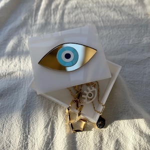 Boîte à bijoux en plexiglas, rangement pour bijoux, étui à bijoux, boîte à bijoux rectangulaire, boîte à bijoux, boîte à bagues, fabriqué en Grèce.