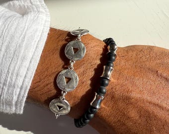 Bracciale Gotico Vintage Bracciale Uomo In Acciaio Inox Con Teschi - Stile Punk Vintage Catena Heavy Bracciale Heavy Metal - Foto 6