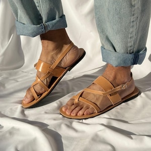 Handmade Leather Slingback Sandals, Mens Sandals, Greek Summer Shoes. image 10