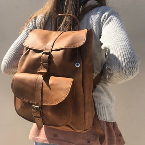 Leather Rucksack, Women's Rucksack, Leather Backpack Women, Office Bag, Travel Bag, Made in Greece from Full Grain Leather, LARGE. image 6