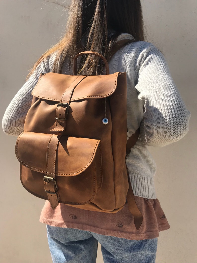 Leather Rucksack, Women's Rucksack, Leather Backpack Women, Office Bag, Travel Bag, Made in Greece from Full Grain Leather, LARGE. image 6