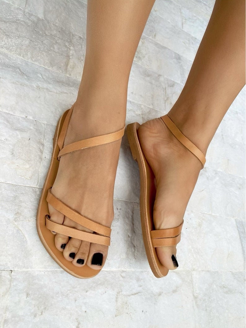 Leather Sandals Greek Women Sandals Black Sandals Summer | Etsy