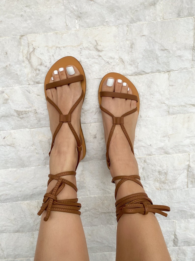 Lace Up Sandals, Leather Sandals, Gladiator Sandals, High Knee Ankle Wrap Sandals, Spartan Sandals, By Christina Christi. image 7