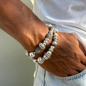 Mens Silver Bracelets, Silver Beaded Bracelets Men, Silver Bracelets, Men&#39;s Jewelry, Gift for Him, Made in Greece.