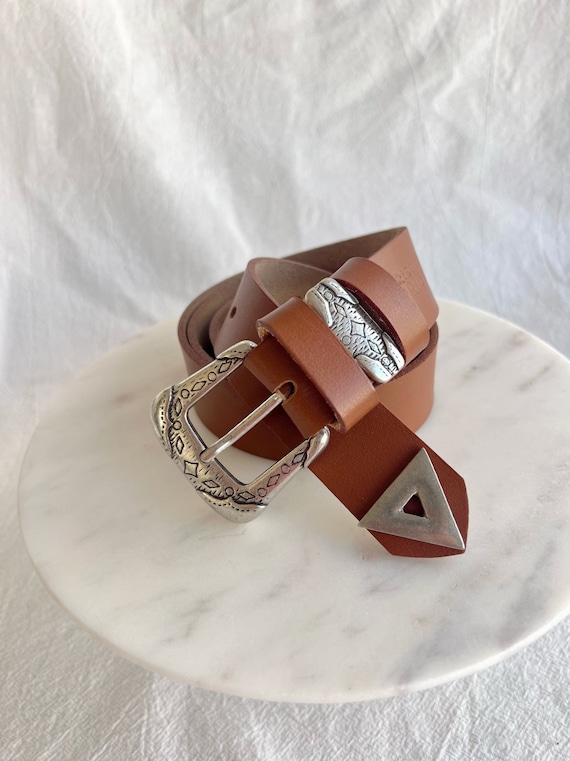 Christina Christi Brown Leather Belt, Corset Belt Women Size XS /31.4 In Brown Leather Belt, Corset Belt Women, Bohemian Buckles, 2.5  main image 3