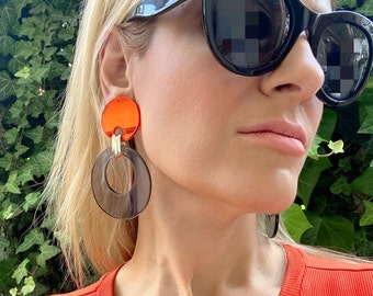 Clip On Earrings, Long Earrings, Modern Earrings, Drop Earrings, Statement Earrings, Gift for Her, Made in Greece by Christina Christi.