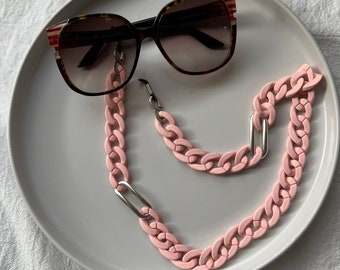Acrylic Glasses Chain, Sunglasses Chain, Pink Chain Glasses, Eyeglasses Holder, Glasses Lanyard, Gift for Her, Made in Greece.