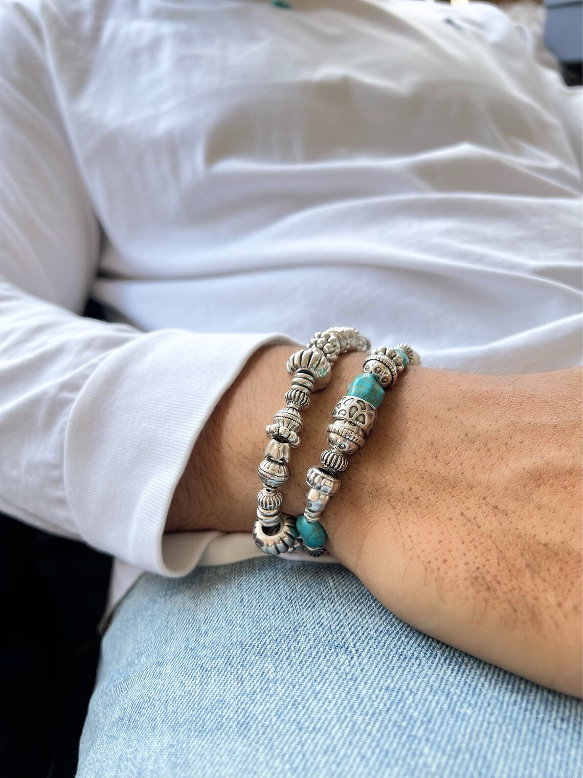 Beach Bracelets Men Large Beaded Bracelet Mens Bracelets Etsy