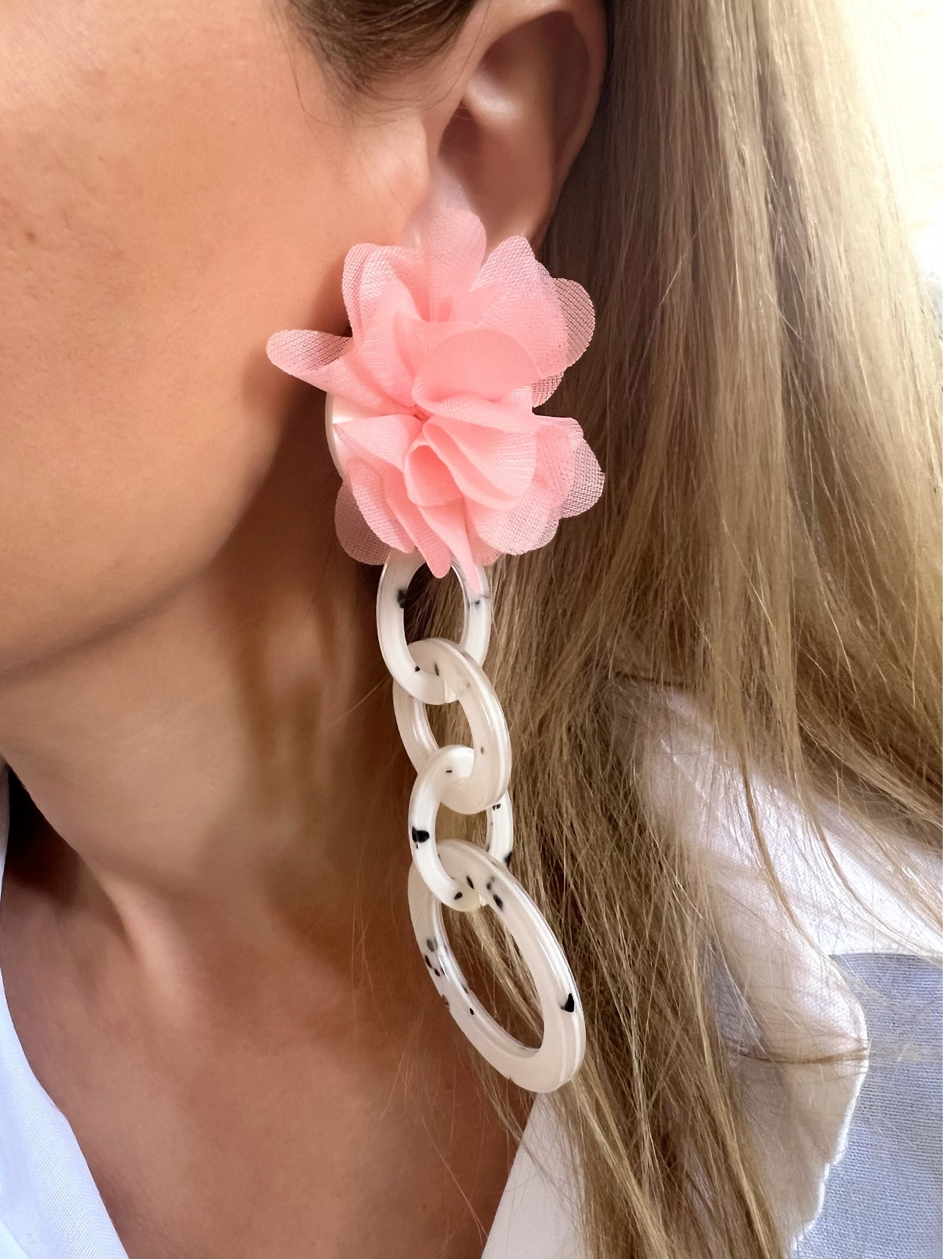 Flower clip on best sale earrings