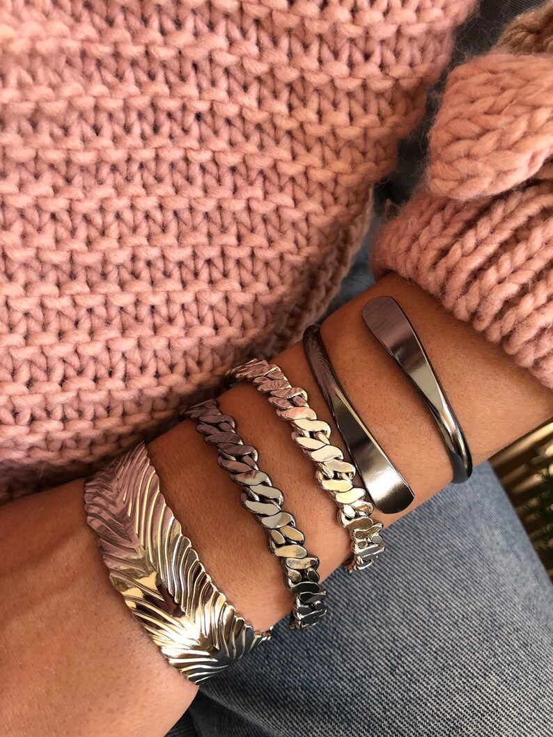 Cuff Bracelet Women Gift for Her Made in Greece Bangle Bracelet Stack by Christina Christi Jewels. Adjustable Bangle