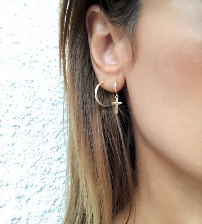 Gold Cross Earrings Cross Hoop Earrings Hoop Earrings | Etsy