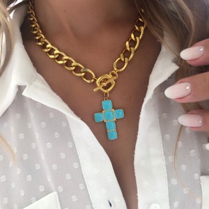 Gold Cross Necklace, Gold Chain, Cross Necklace, Cross Jewelry, Made in Greece. image 3