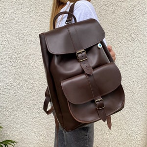 Extra Large Leather Backpack, Unisex Leather Bag, Backpack Purse, Travel Bag, Christmas Gift, Made from Real Cowleather in Greece. image 9