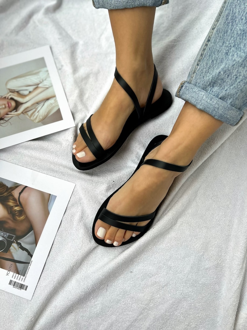 Leather Sandals Greek, Women Sandals, Black Sandals, Summer Shoes, Gift for Her, Made from 100% Genuine Leather.