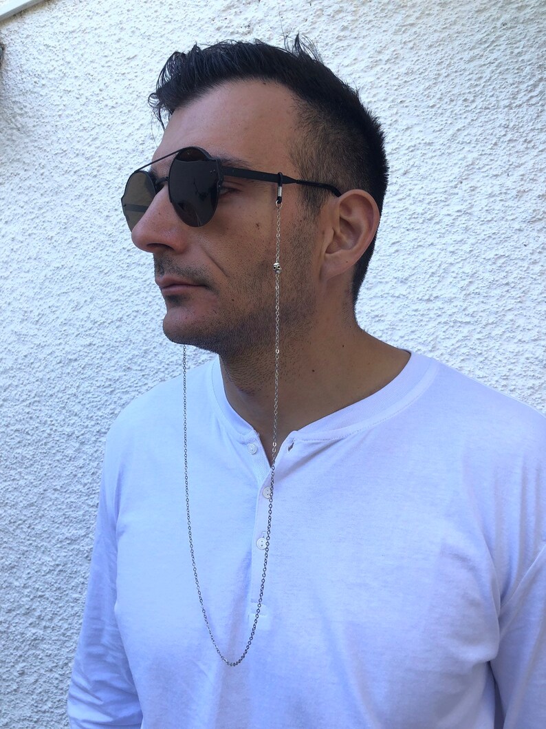 Mens Eyeglasses Chain Silver Glasses Chain Men Sunglasses Etsy