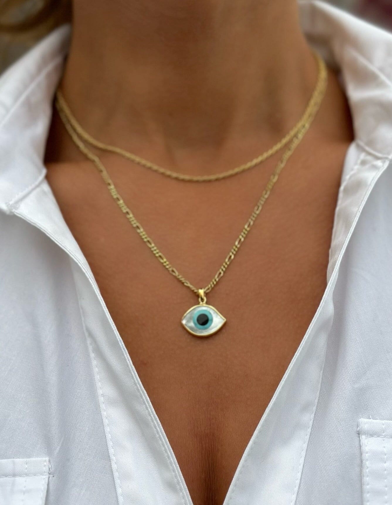 Evil Eye Necklace Gold Chain Necklace Evil Eye Pendant Etsy