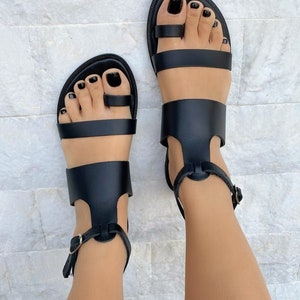 Slingback Leather Sandals, Waxed Brown Sandals, Gladiator Sandals, Handmade Greek Summer Shoes image 10