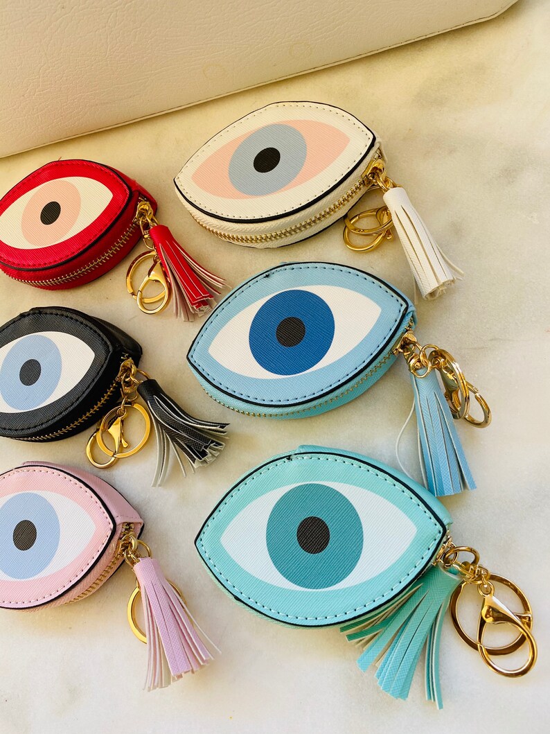 Evil Eye Wallet Women Minimal Wallet Zipper Wallet Made in | Etsy