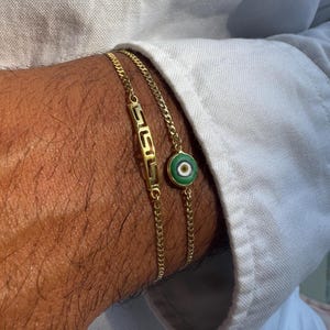 Herenarmbanden goud, boze oog armband goud, bescherming armband mannen, oude Griekse armband, cadeau voor hem, gemaakt van sterlingzilver 925
