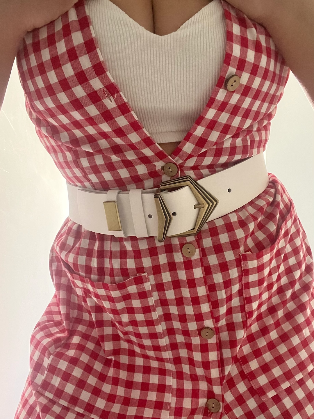 ladies white belt