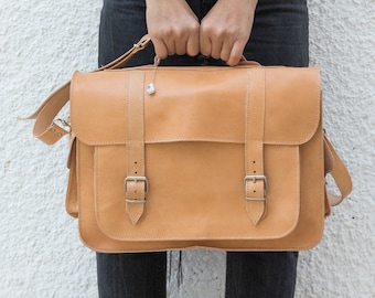 Handmade Leather Briefcase, Messenger Bag Women, Leather Laptop Bag, Office Bag, Gift for Her, Made in Greece.