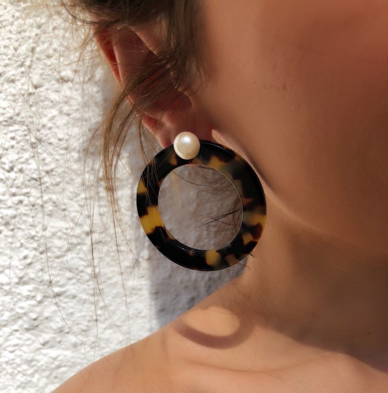 Large Hoop Earrings, Boho Earrings, Ehnic Earrings, Studs Earrings, Made in Greece by Christina Christi. image 1