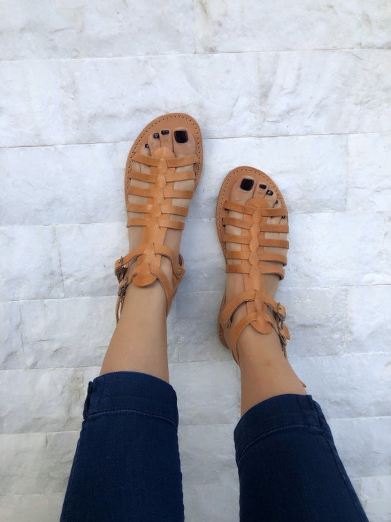 genuine leather gladiator sandals