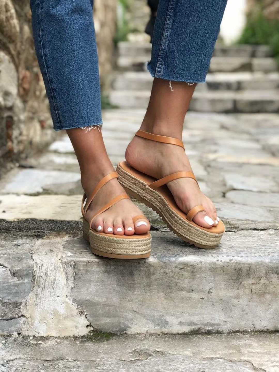 Summer Sandals Leather Sandals Women Wedge Sandals Greek - Etsy