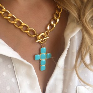 Gold Cross Necklace, Gold Chain, Cross Necklace, Cross Jewelry, Made in Greece. image 10