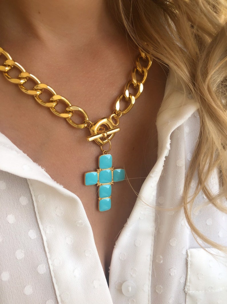 Gold Cross Necklace, Gold Chain, Cross Necklace, Cross Jewelry, Made in Greece. image 10