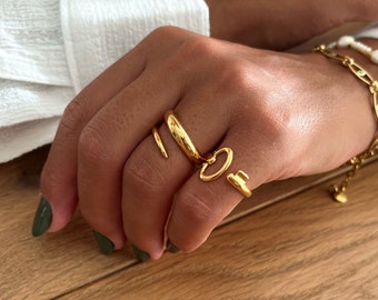 Gold Twisted RIng, Statement Ring, Handmade Ring, Women Ring, Adjustable Ring, Gift for Her, Made in Greece.