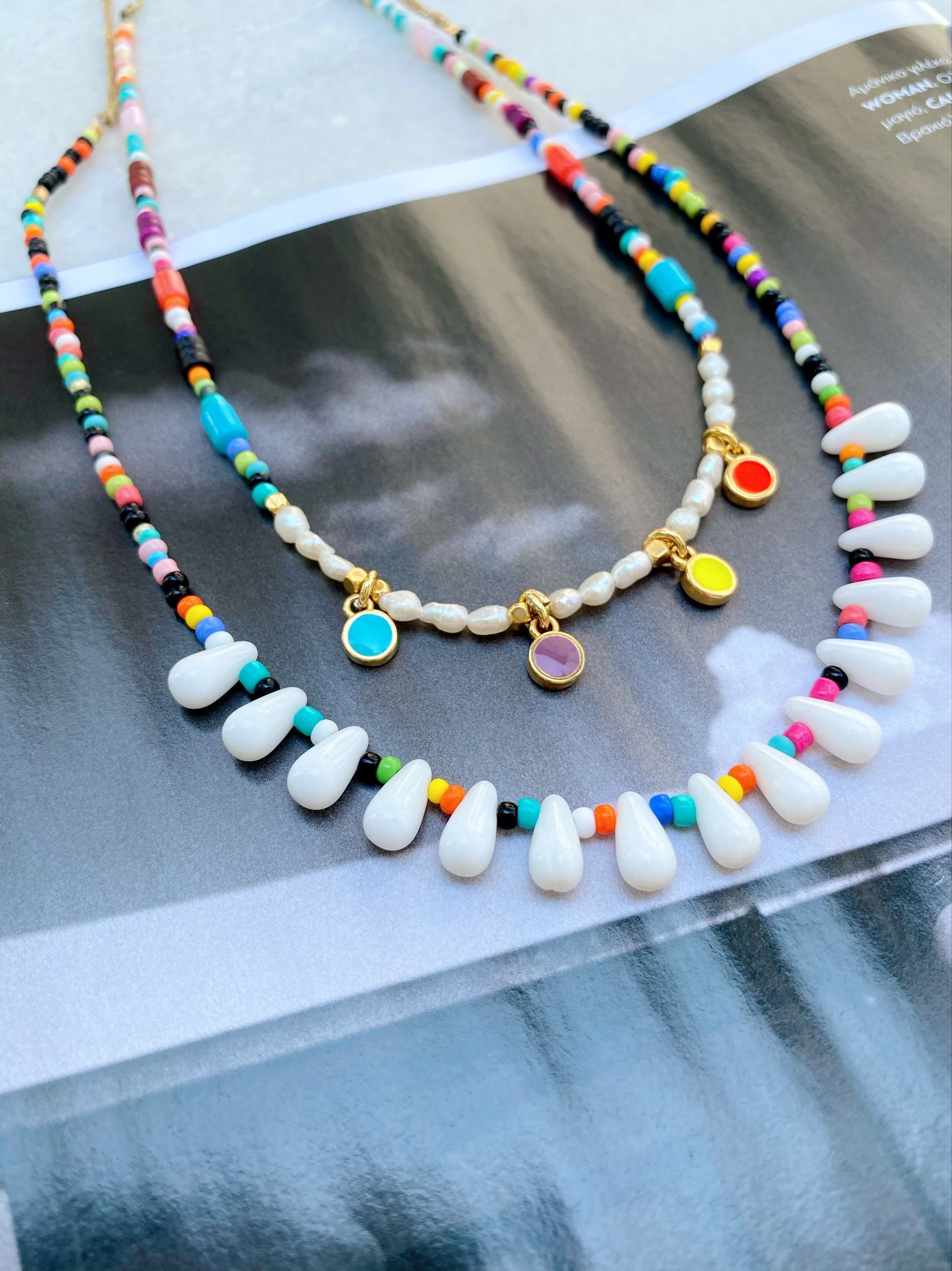 Reaky Collana A Strati Con Perline Colorate E Conchiglia – Set Da Spiaggia Boho Per Donna E Ragazza – Confezione Da 4 Pezzi Regolabili
