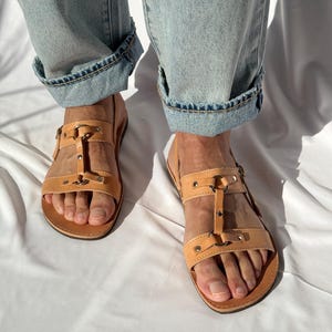Sandalias para hombre, sandalias griegas para hombre, sandalias de cuero con tira trasera, zapatos de verano para hombre, hechos a mano en Grecia, regalo para él. imagen 7