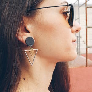 Triangle Earrings, Geometric Earrings, Clip On Earrings, Geometric Jewelry, Simple Dainty Everyday Earrings, Gift for Her, Made in Greece. image 8