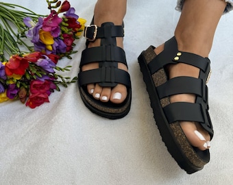 Women Leather Sandals, Gladiator Sandals, Leather Sandals, Summer Shoes, by Christina Christi.