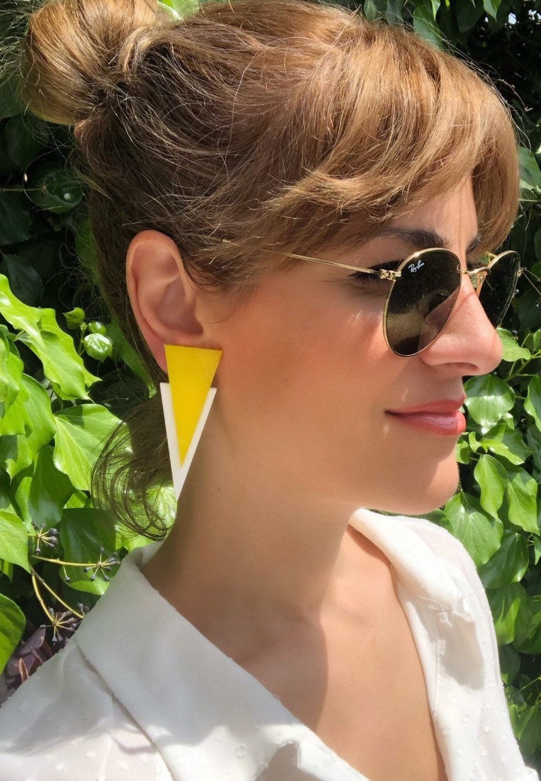 Geometric Multicolor Triangle Clip On Earrings main image 1