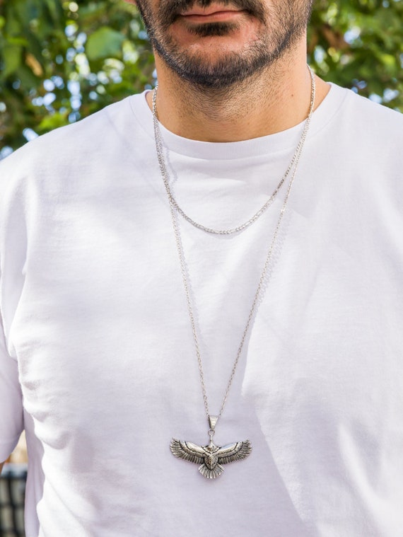 Men's Eagle Necklace Silver Necklace 