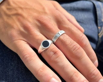 Rings Men, Adjustable Silver Band, Mens Rings, Mens Stone Ring, Made in Greece