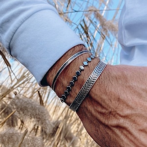Zilveren armbanden heren, armbanden, zilveren armbanden, manchetarmbanden, kralenarmband, herensieraden, cadeau voor hem, gemaakt in Griekenland.