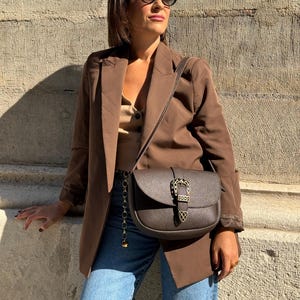 Deep Brown Leather Shoulder Bag, Handmade Everyday Bag for Women, Real Leather Tote, Casual Elegant Purse, Gift for Her