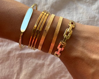 Pulsera de oro, conjunto de pulseras de oro, brazalete para mujer, brazalete de oro, pulseras ajustables, joyería para mujer, regalo para ella.