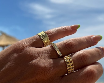 Handade Gold Rings, Women Rings, Gold Band Rings, Stacking Rings, Gift for Her, Made from Sterling Silver 925, Made In Greece.